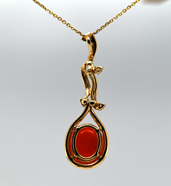 18k Couture 7.53ct Fire Opal and Diamond Pendant on Sale