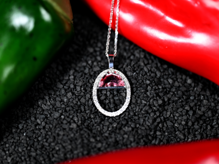 1.59CT TOURMALINE AND DIAMOND CUSTOM PENDANT For Sale