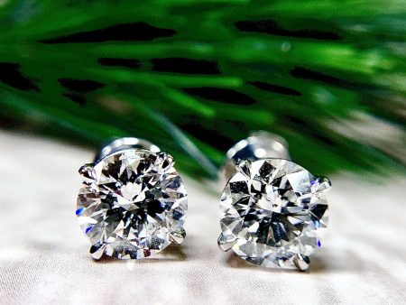 Platinum 3.00 Carat Diamond Stud Earrings Online Sale