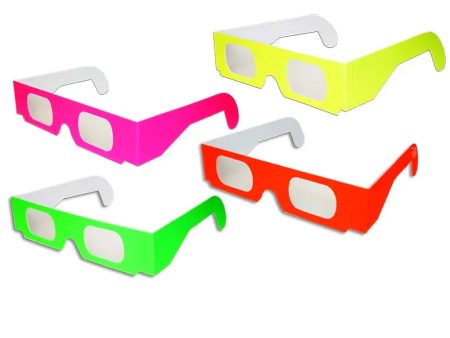 3D Fireworks Glasses - Set of 4 Neon - Prismatic Diffraction Glasses - NEW Fashion