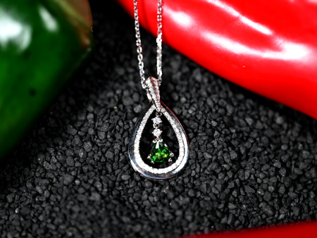 0.47CT Tsavorite Garnet and Diamond Custom Pendant Online Sale