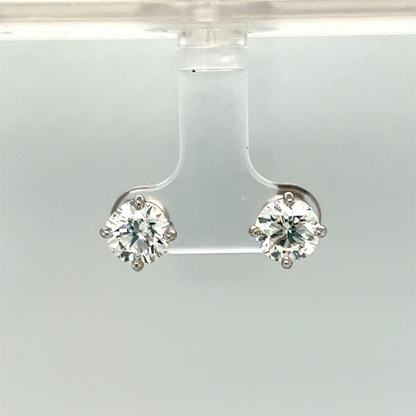 14k White Gold 3.01CTW Diamond Studs For Cheap