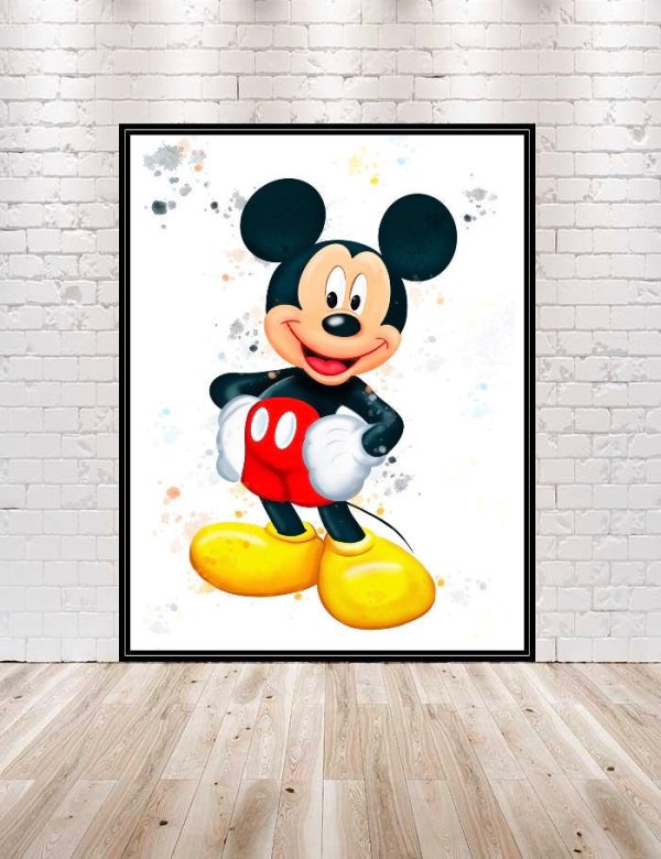 Mickey Mouse Poster Mickey Mouse Watercolor Poster Disney Poster Disneyland Poster Walt Disney World Wall Art Nursery Kids Bedroom Gift For Sale