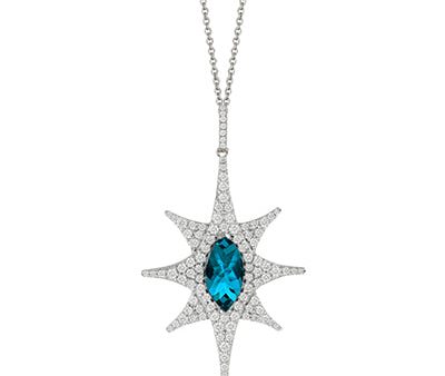 Doves London Blue Topaz and Diamond Pendant P8089LBT-1 For Cheap