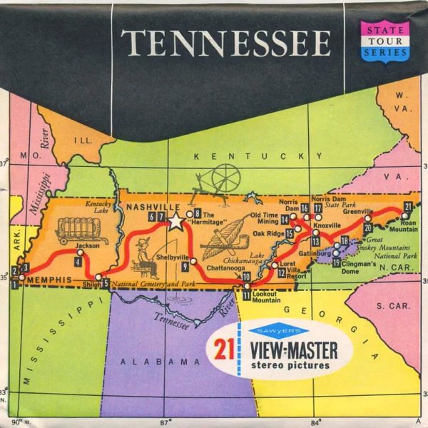 Tennessee - Map Series - View-Master 3 Reel Packet - 1960s views - vintage - (PKT-A875-S6A) Supply