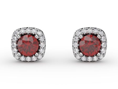 FANA Ruby and Diamond Stud Earrings ER1479R Online now