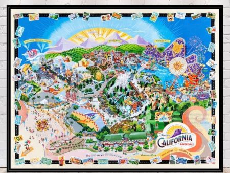 California Adventure Map Poster Disneyland Poster Sizes 8x10, 11x14 13x19 16x20 18x24 Vintage Disney Poster Disney Map Poster Magic Kingdom For Cheap