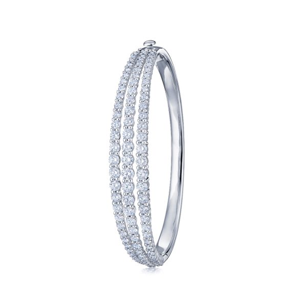 KWIAT Three Row Bangle with Diamonds in 18k White Gold B-19529-0-DIA-18KW Sale