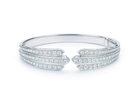 KWIAT Cascade Open Bangle with Diamonds B-15447-0-DIA-18KW Online Sale