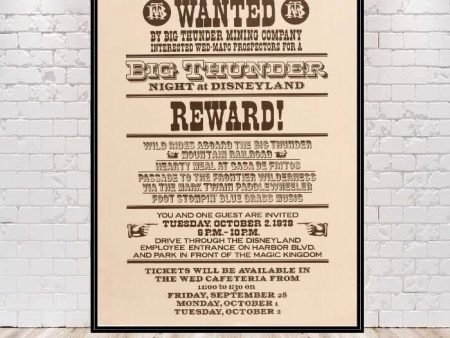 Big Thunder Mountain RailRoad Poster Wanted Thunder Mountain Poster Frontierland Poster Vintage Disney Poster 8x10 11x14 13x19 16x20 18x24 Hot on Sale