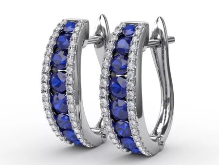 FANA Channel Set sapphire Fashion Hoops ER1348S Online now