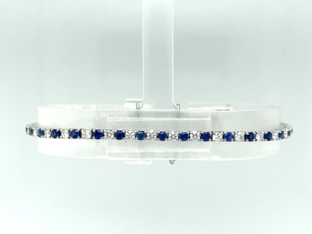 14k White Gold 2.42CTW Sapphire and Diamond Bracelet Discount