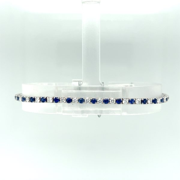 14k White Gold 2.42CTW Sapphire and Diamond Bracelet Discount