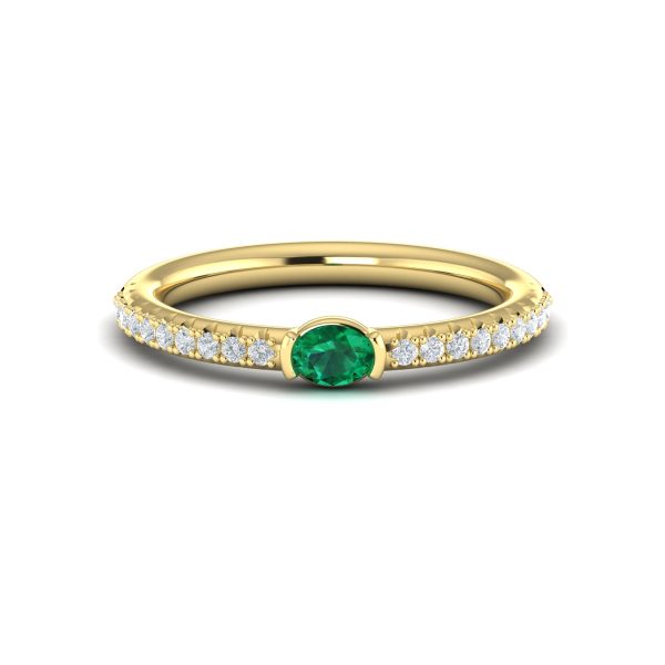 Vlora Sofia 14k Yellow Gold Diamond and Emerald Ring VR60135E Cheap