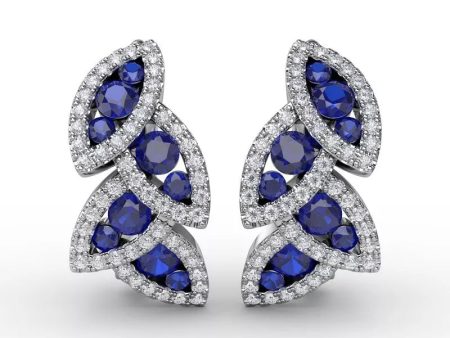 Fana Dramatic Sapphire and Diamond Leaf Earrings Hot on Sale