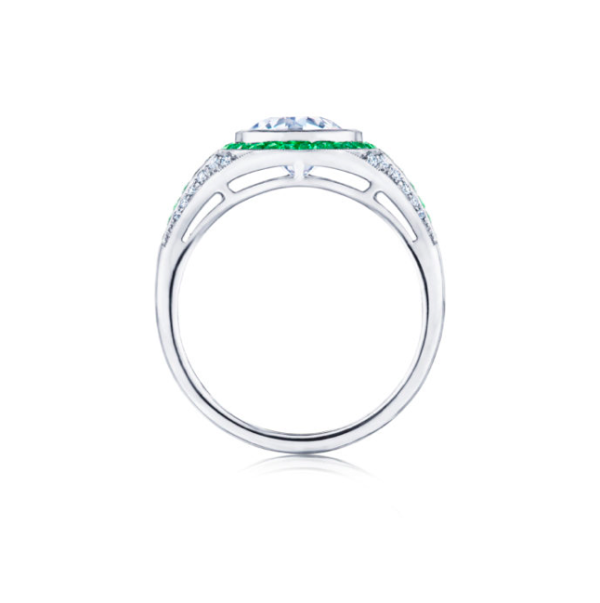 KWIAT Diamond Engagement with Emerald Accents Ring F-1068FLOE-0-DIAEME-PLAT Online