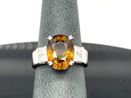 14K White Gold 5.77CT Natural Sphene and Diamond Ring For Cheap