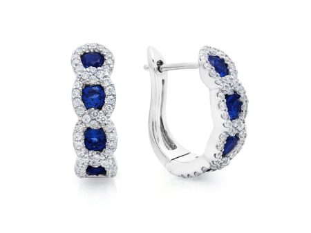 Fana Curb Link Sapphire and Diamond Hoop Earrings Supply