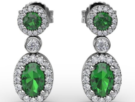 FANA Emerald and Diamond Dangle Earrings ER1624E Cheap