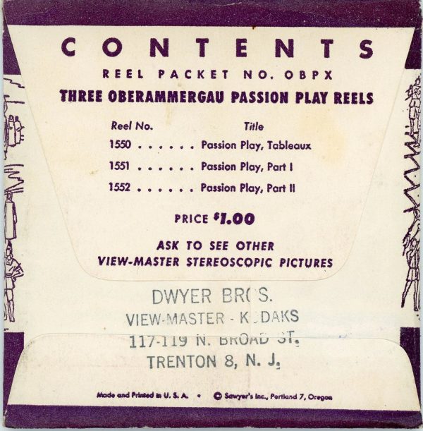 Oberammergau Passion Play - View-Master - Vintage -  3 Reel Packet - 1950s views - (ECO-OBPAPL-S1) Online