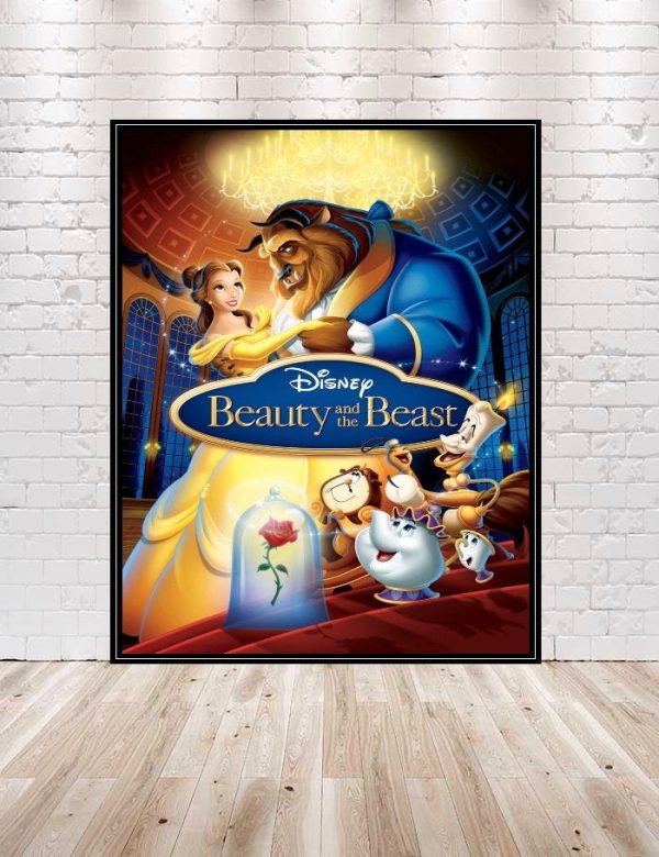 Beauty and the Beast Poster Disney World Poster Vintage Disney Poster Disneyland Poster Walt Disney Movie poster Nursery Wall Art Attraction on Sale