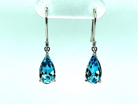 2.73 CTW Matched Pear Shaped Aquamarine Dangle Earrings Online Sale