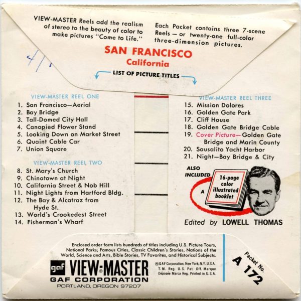 San Francisco - View-Master 3 Reel Packet - 1960s views - vintage- (PKT-A172-G1B) For Cheap