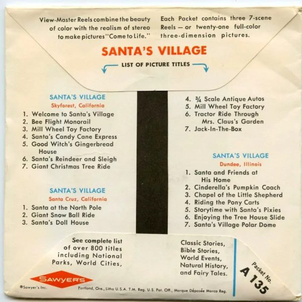 Santa s Village - View-Master 3 Reels Packet - 1960s view - vintage - (PKT-A135-S6) Online now