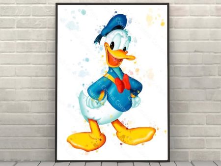 Donald Duck Poster Donald Duck Watercolor Poster Vintage Disney Poster Walt Disney World Disneyland Wall Art Nursery Cheap