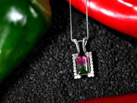 3.12ct Watermelon Tourmaline Custom Pendant For Sale