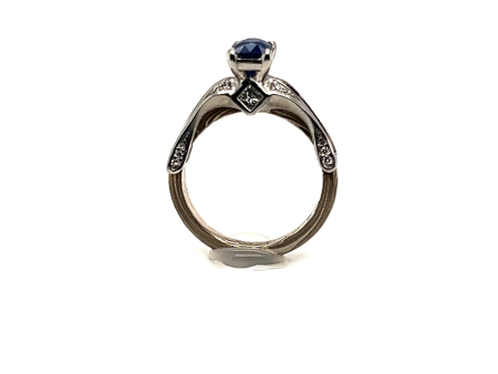 2.19ctw Platinum Mokume Sapphire Custom Ring For Cheap