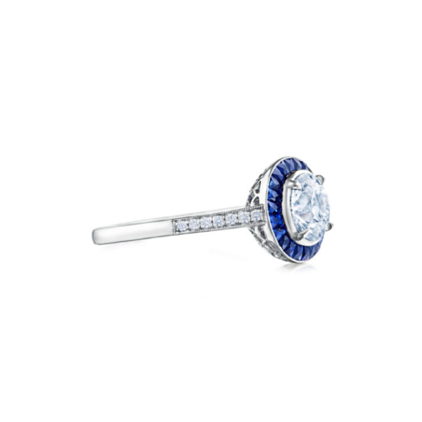 KWIAT Diamond Engagement with Sapphire Accents Ring F-1003FLOE-0-DIASAP-PLAT Online Sale