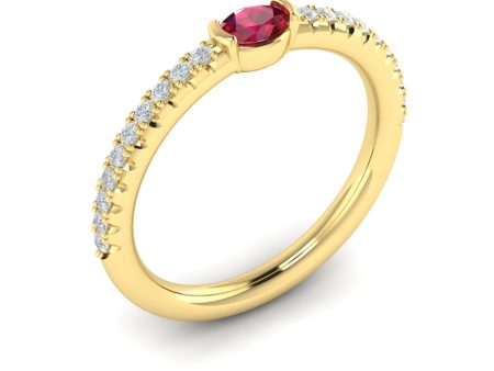 Vlora Sofia 14k Yellow Gold Diamond and Ruby Ring VR60135R Online