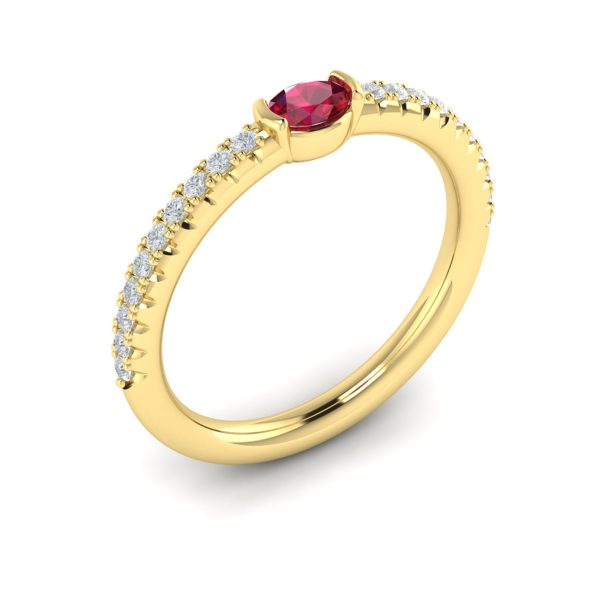 Vlora Sofia 14k Yellow Gold Diamond and Ruby Ring VR60135R Online