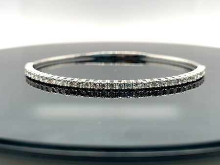 14k White Gold 1.86CTW Diamond Flex Bangle Sale