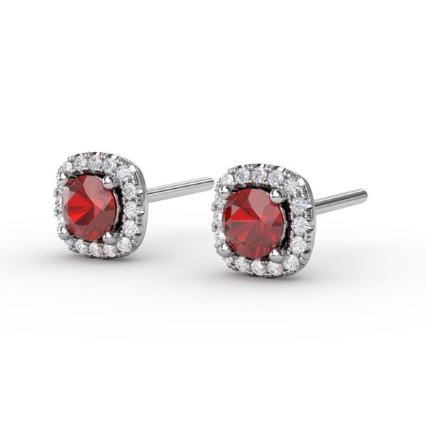 FANA Ruby and Diamond Stud Earrings ER1479R Online now