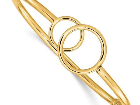 14k Yellow Gold Double Circle Hinge Bangle LF1636 Online now