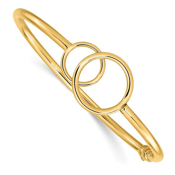 14k Yellow Gold Double Circle Hinge Bangle LF1636 Online now