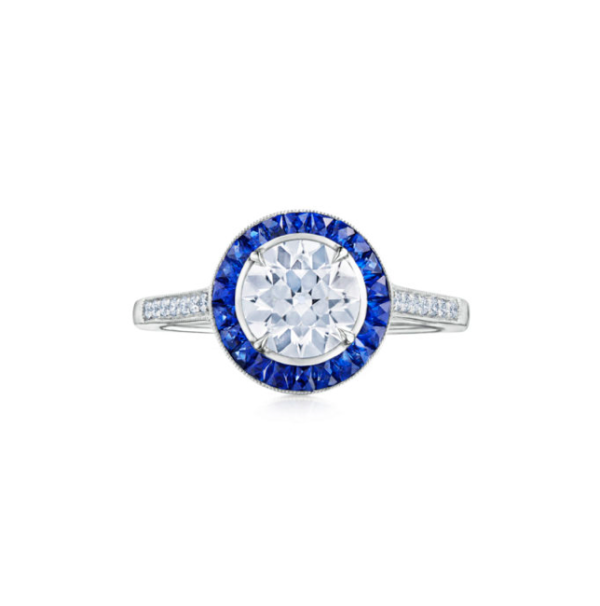 KWIAT Diamond Engagement with Sapphire Accents Ring F-1003FLOE-0-DIASAP-PLAT Online Sale