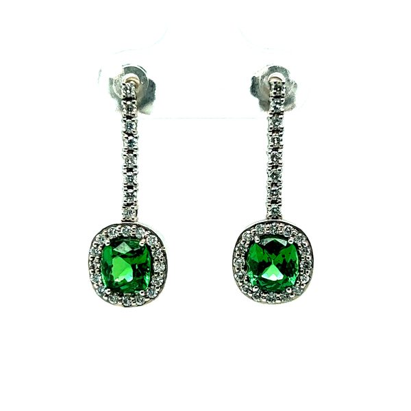 2.40ctw Tsavorite Garnet & Diamond Earrings Supply