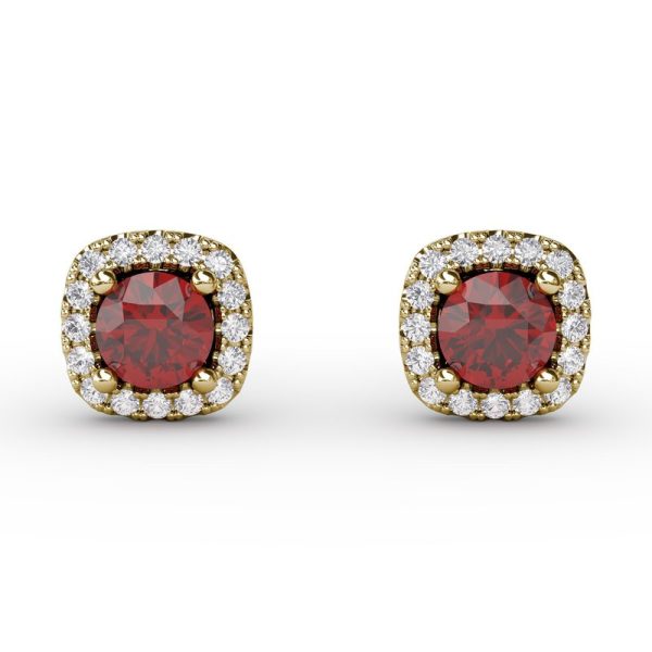 FANA Ruby and Diamond Stud Earrings ER1479R Online now