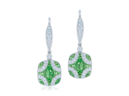 KWIAT Argyle Collection Tsavorite Garnet and Diamond Earrings E-28441-0-TSADIA-18KW For Sale