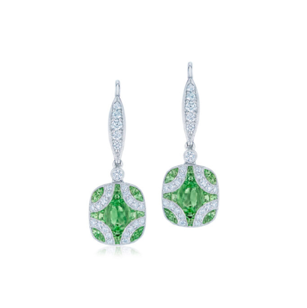 KWIAT Argyle Collection Tsavorite Garnet and Diamond Earrings E-28441-0-TSADIA-18KW For Sale