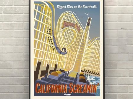 California Screamin Poster Vintage Disney Attraction Poster California Adventure Poster Disneyland Poster Rollercoaster Wall Art Hot on Sale