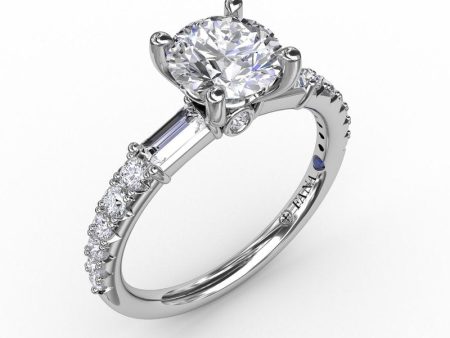 Fana Contemporary Diamond Solitaire Engagement Ring With Baguettes 3327 Supply