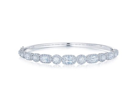 KWIAT Ashoka Diamond Bangle with Halos in 18k White Gold B-19543-0-DIA-18KW Sale