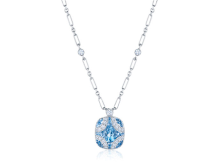 KWIAT Argyle Collection Aquamarine and Diamond Necklace N-28688-0-AQUDIA-18KW Sale