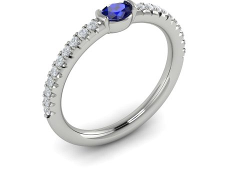 Vlora Sofia 14k White Gold Diamond and Sapphire Ring VR60135S Supply