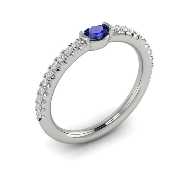 Vlora Sofia 14k White Gold Diamond and Sapphire Ring VR60135S Supply