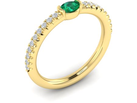 Vlora Sofia 14k Yellow Gold Diamond and Emerald Ring VR60135E Cheap